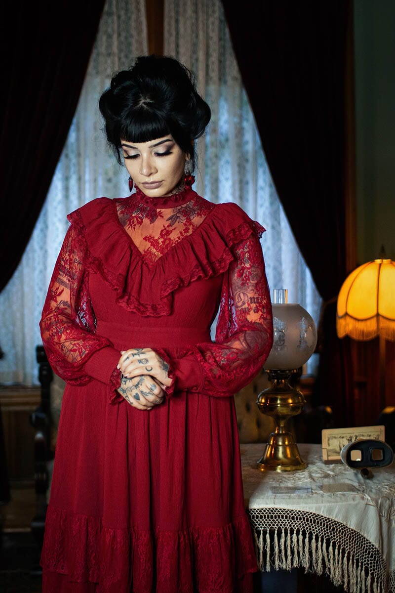 The Dahlia - Crimson Long Dresses Blackwood Castle